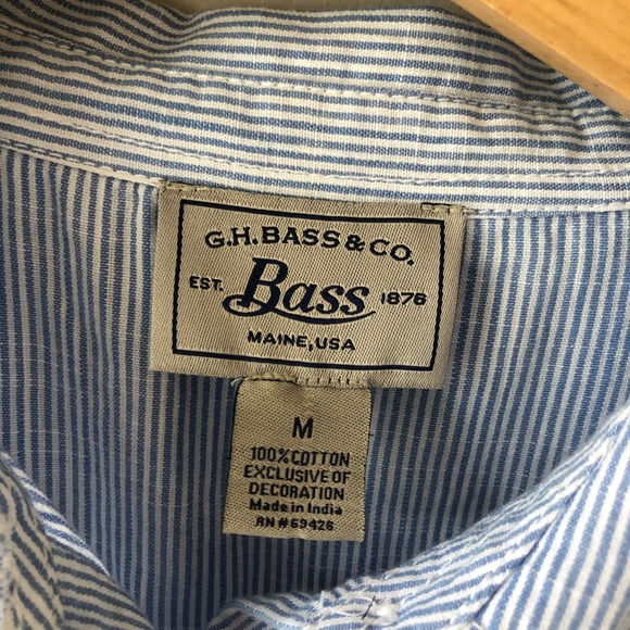 G.H. Bass Co Pinstripe Embroidered Buttondown Sz M - Picture 6 of 11